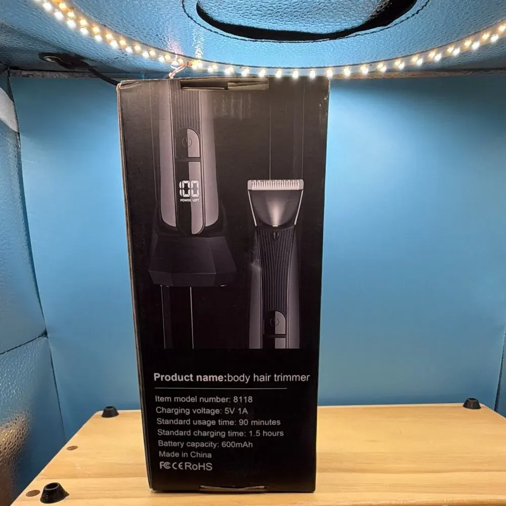 Men's Trimmer for Body Grooming, Black, Waterproof, USB Rechargeable, LED .NWOT